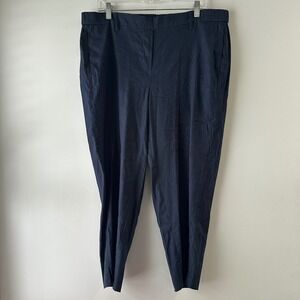 J Jill Linen Stretch Pants Navy Blue XL Elastic Waist Cropped‎ Casual